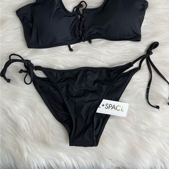 NWT L*space Swimsuit Set Romi Lace Up Bikini Top Large Side Tie Bottom Medium - Picture 5 of 9